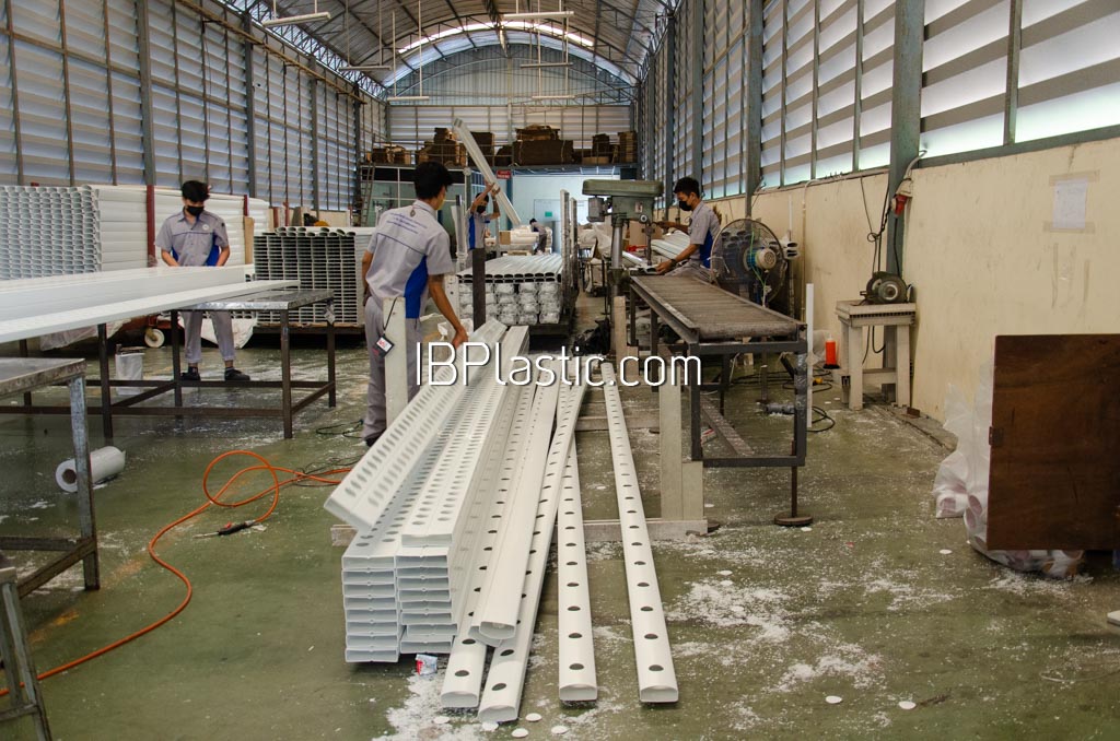 Production activity inside the plastic factory