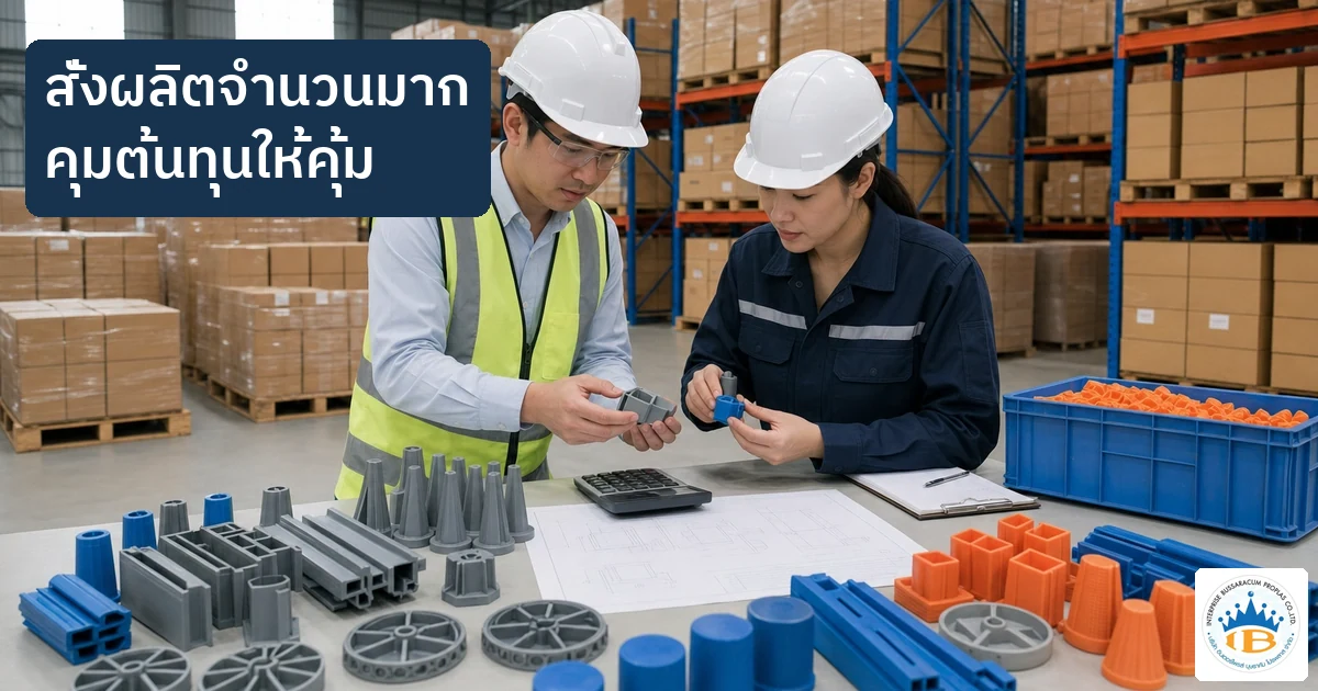 ทีมจัดซื้อและวิศวกรตรวจตัวอย่างอุปกรณ์ก่อสร้างพลาสติกก่อนสั่งผลิตจำนวนมาก