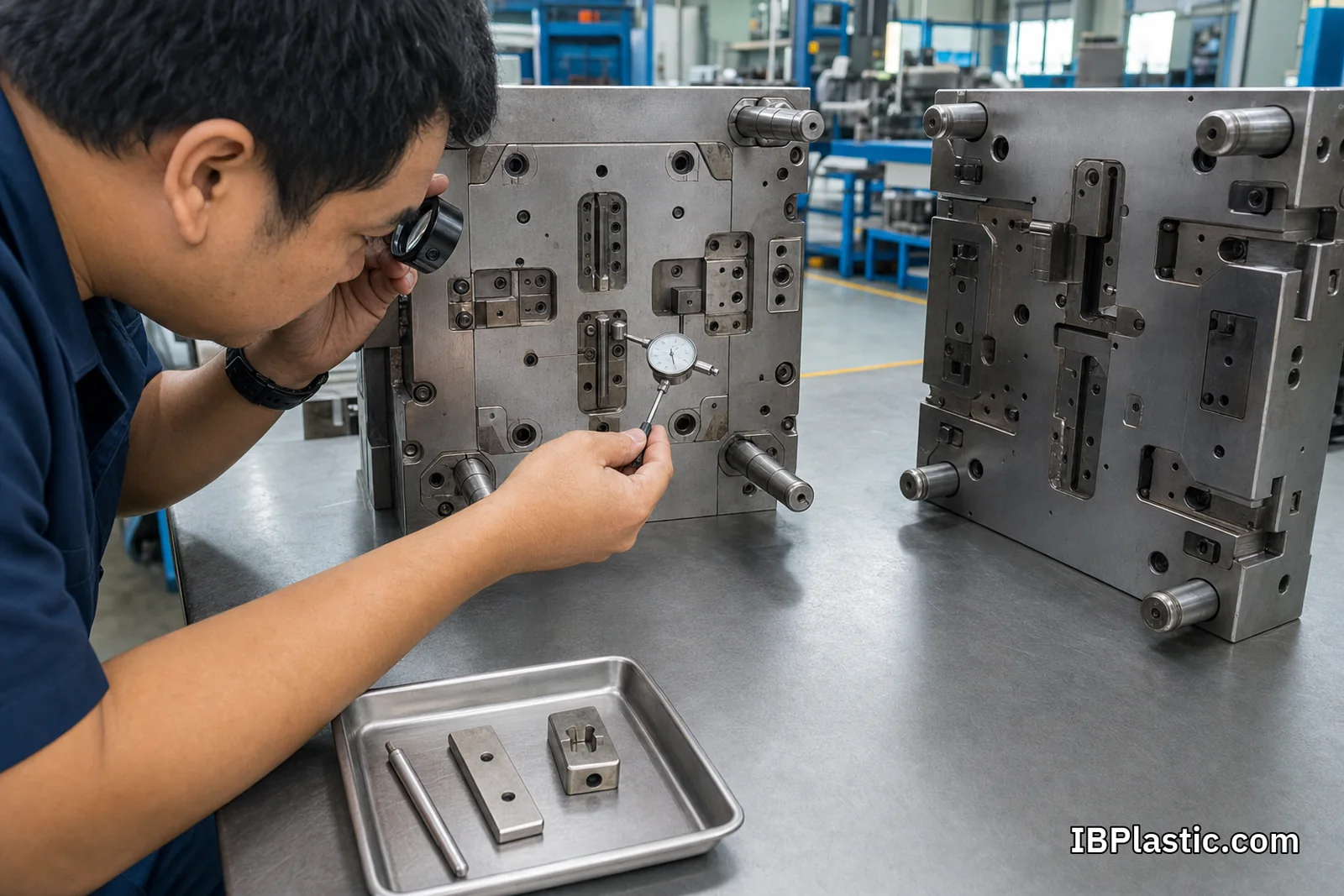 ช่างตรวจ Gate Insert Core Pin Parting Line และอะไหล่สึกหรอของแม่พิมพ์ฉีดที่มีอายุไม่เท่ากัน