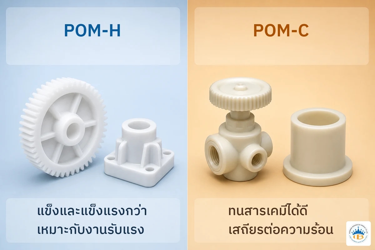 ภาพเปรียบเทียบคุณสมบัติโดยทั่วไปของ POM-H และ POM-C
